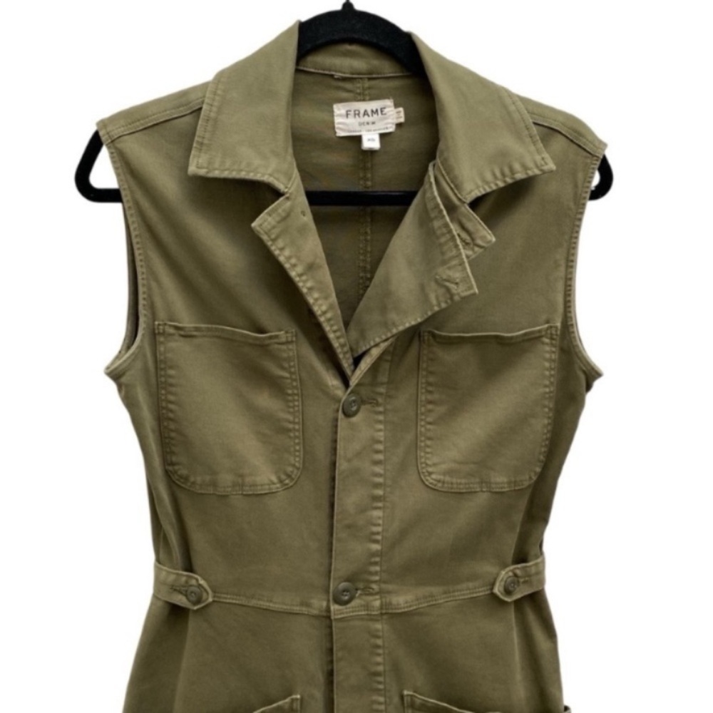 Frame Le Service Twill Jumpsuit In Militia Green - Picture 4 of 11